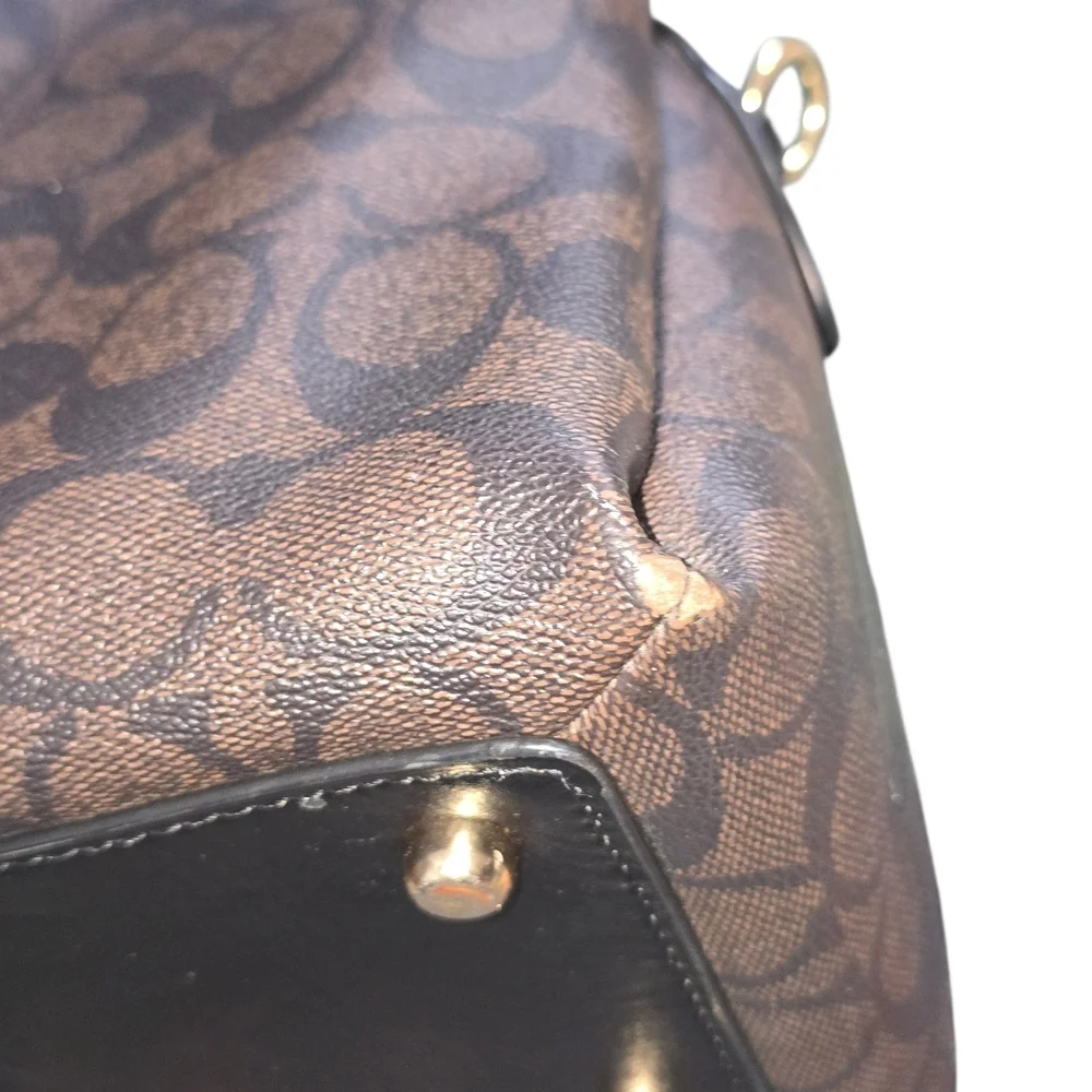 Coach Lillie Carryall Brown Signature Canvas Handbag Purse